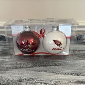 NFL NWT Arizona Cardinals 2Pack Christmas Holiday Ornaments Home & Away Gift Set